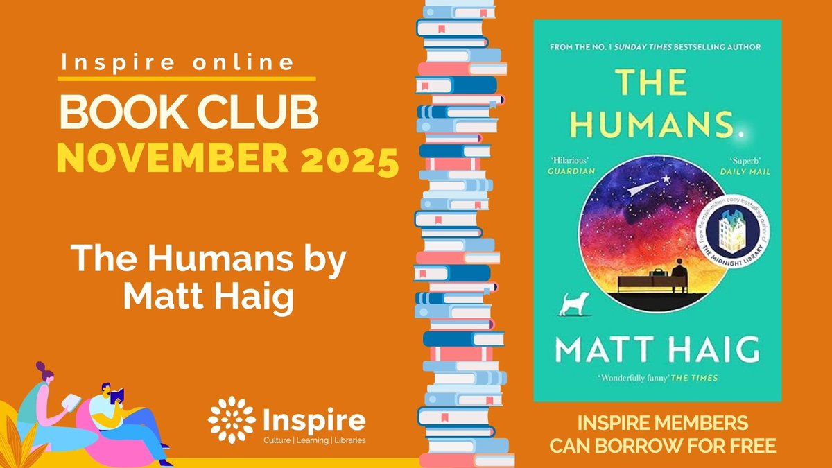 NottsLibraries's tweet image. #InspireOnlineBookClub this months book is The Humans by Matt Haig the darkly humorous tale of an extra-terrestrial who takes on the form of esteemed mathematician Professor Adrew Martin.  Join our free online book club for more info:  inspireculture.org.uk/reading-inform…