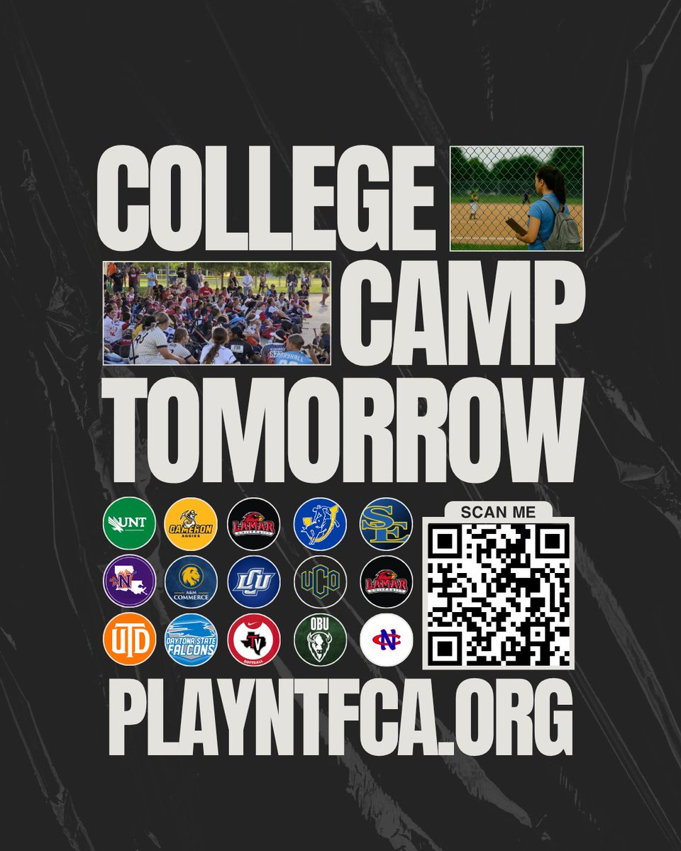 COLLEGE CAMP
TOMORROW
🔥🔥🔥
LOTS OF SCHOOLS
DONT MISS OUT
PLAYNTFCA.ORG