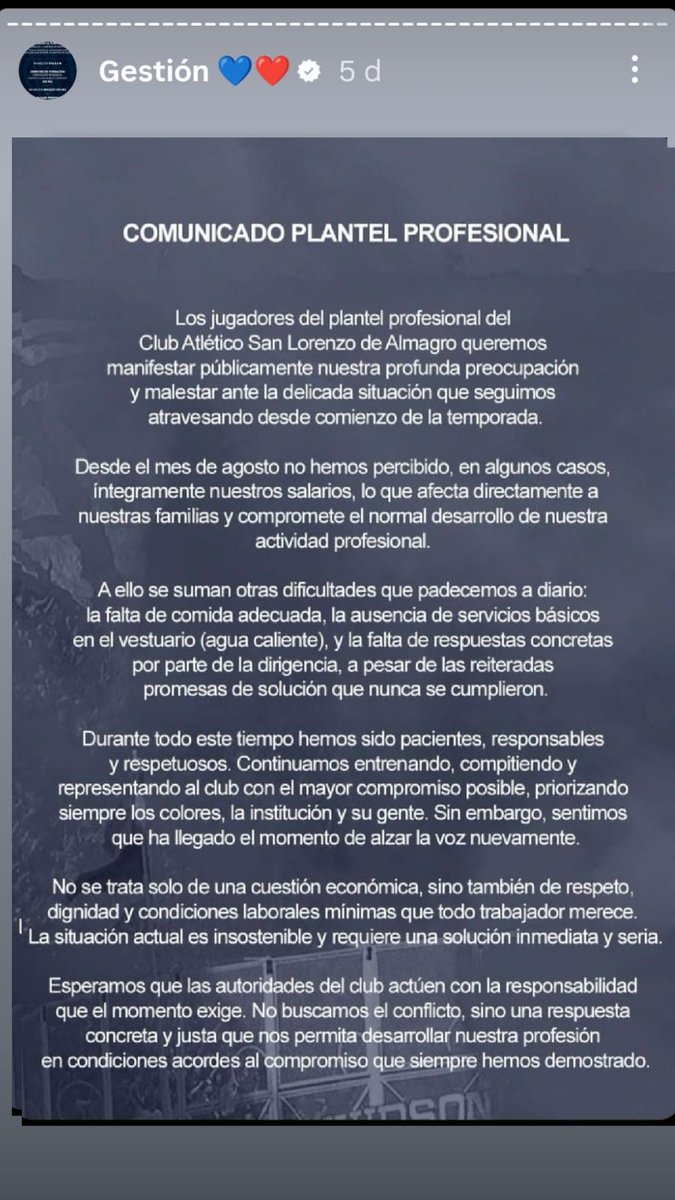 <a href="/morettimarcelo/">Marcelo Moretti</a> ya en <a href="/instagram/">Instagram</a> poniéndolo en gestión.

Insisto el candidato que más sabía de fútbol a mancillado el nombre de #Sanlorenzo en su máxima potencia. 
<a href="/tapiachiqui/">Chiqui Tapia</a>  UD es cómplice de este individuo .
<a href="/TovigginoPablo/">Pablo Toviggino</a> no la viste.......nunca