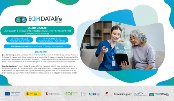 CimMestrelab's tweet photo. We’re happy to host the upcoming free training by EDIH DATAlife

Digital Health: Introduction to Connected Sensors in Healthcare and Social Services
📅 Nov 26 (on-site) | Dec 3 &amp; 10 (hybrid)
📍 Mestrelab Research, Santiago de Compostela + Online
🔗 https://t.co/F5J0ZJIzeb https://t.co/PSH4Q1SrFC