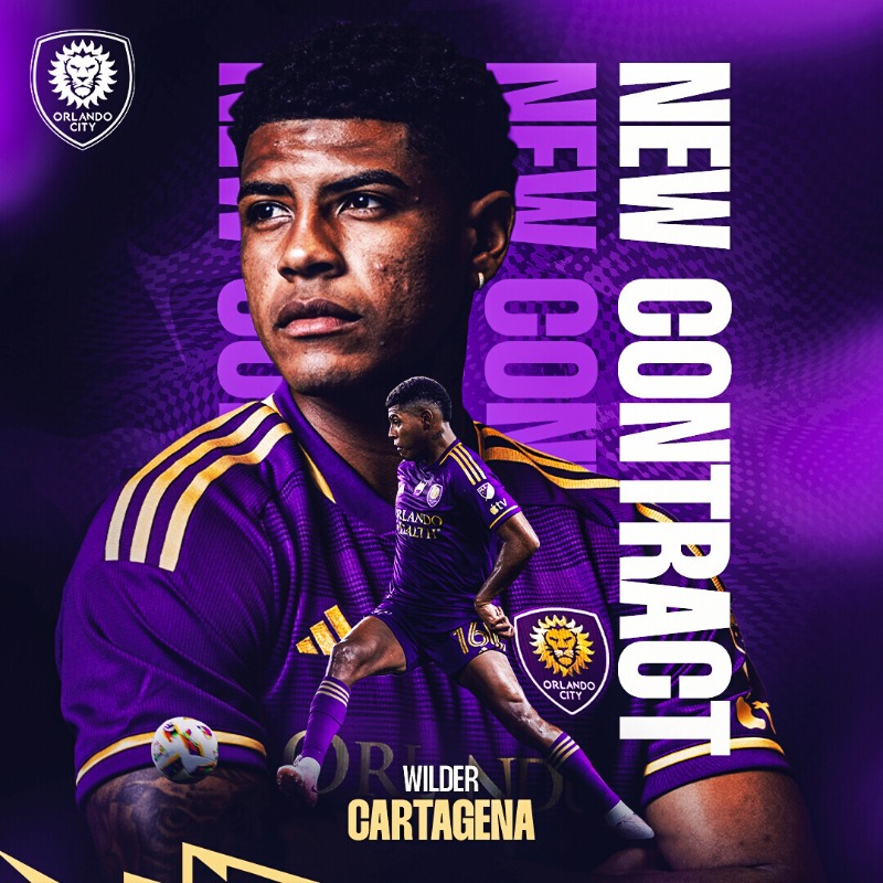 OrlandoCitySC's tweet photo. Wilder’s staying home 🔥

We have signed midfielder Wilder Cartagena to a new one-year contract through the 2026 season with a club option for 2027 ✍️