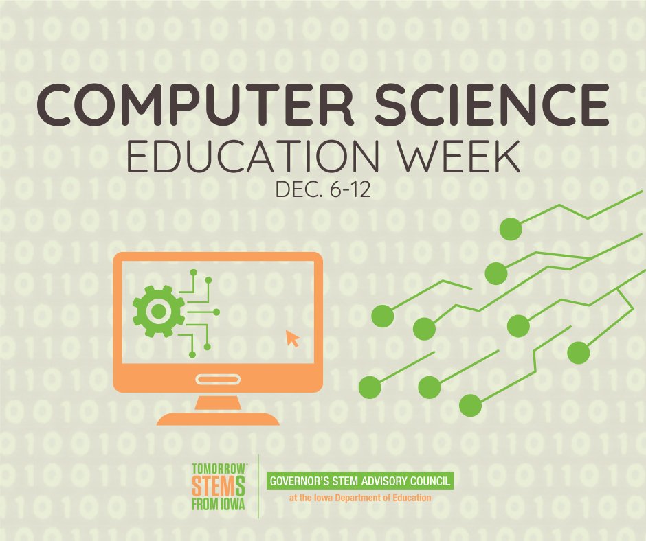 Mark your calendars for Computer Science Education Week, December 6-12! 📅 

Stay tuned for resources and activities happening around the state. We can't wait to celebrate the importance of computer science education with you all!