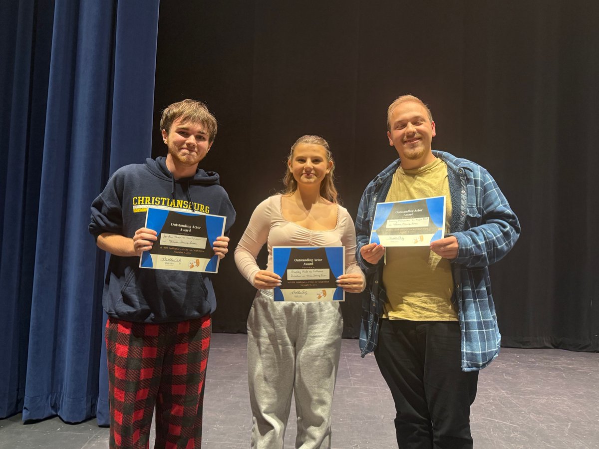 🎭 Congrats to our CHS One Act Team! 🎭

Our talented cast and crew took 1st place at the Sub-Regional One Act Comp and are moving on to the Region Championships this weekend!

A special S/O to our three students who earned Outstanding Actor Awards for their  performances! 👏