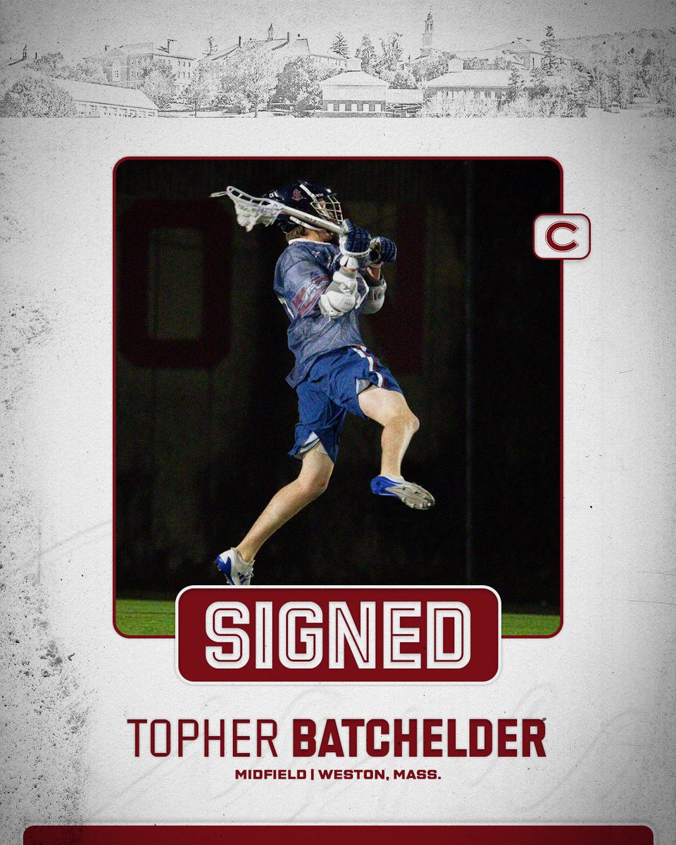 ColgateMLax's tweet image. 𝑺𝒊𝒈𝒏𝒆𝒅 ✍️

First up in our class of 2030’s, we have Topher Batchelder!

Topher is a midfielder from Weston, Mass. 

Welcome to Colgate!

#GoGate