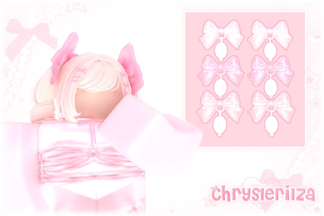 chrysrlbx's tweet image. 💗🤍🎀💐Check Out! My New Cute Coquette Bow Pearl Earrings UGC Concept Item that I made!!! &amp;lt;33 #roblox #robloxugc #robloxugcconcept #UGC #RobloxDev #ugccommunity #cute #coquette #rdc #blender