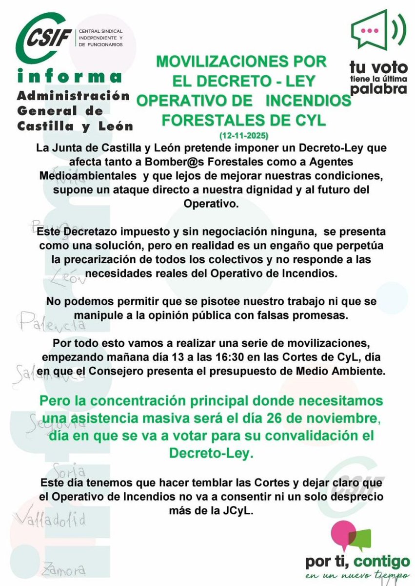 CSIF_forestales's tweet image. Movilizaciones por el Decreto-Ley Operativo de #IncendiosForestales #IIFF de #CyL