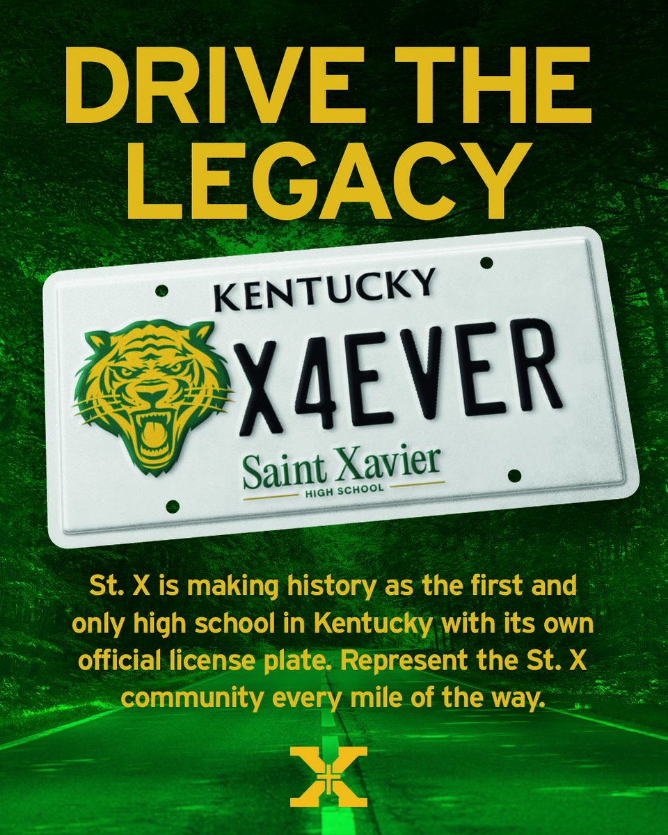 Drive the Legacy.

St. X is proud to be the only high school in Kentucky with an official license plate!

Grab yours today at your local County Clerk’s Office, or personalize it online using the link below.

🔗 saintx.com/licenseplate

#WeAreStX
#DriveTheLegacy