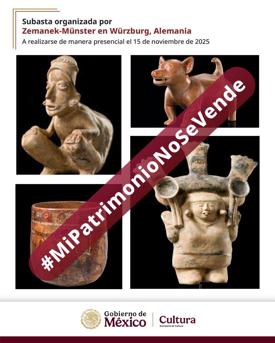 ccurieldeicaza's tweet image. El patrimonio arqueológico de México es testimonio vivo de la grandeza de las civilizaciones que nos antecedieron.
En la subasta “Auction 105 Africa, Asia, Oceania, Pre-Columbian Art Antiquities”, organizada por @ZemanekMuenster y programada para el 15 de noviembre de 2025 en…
