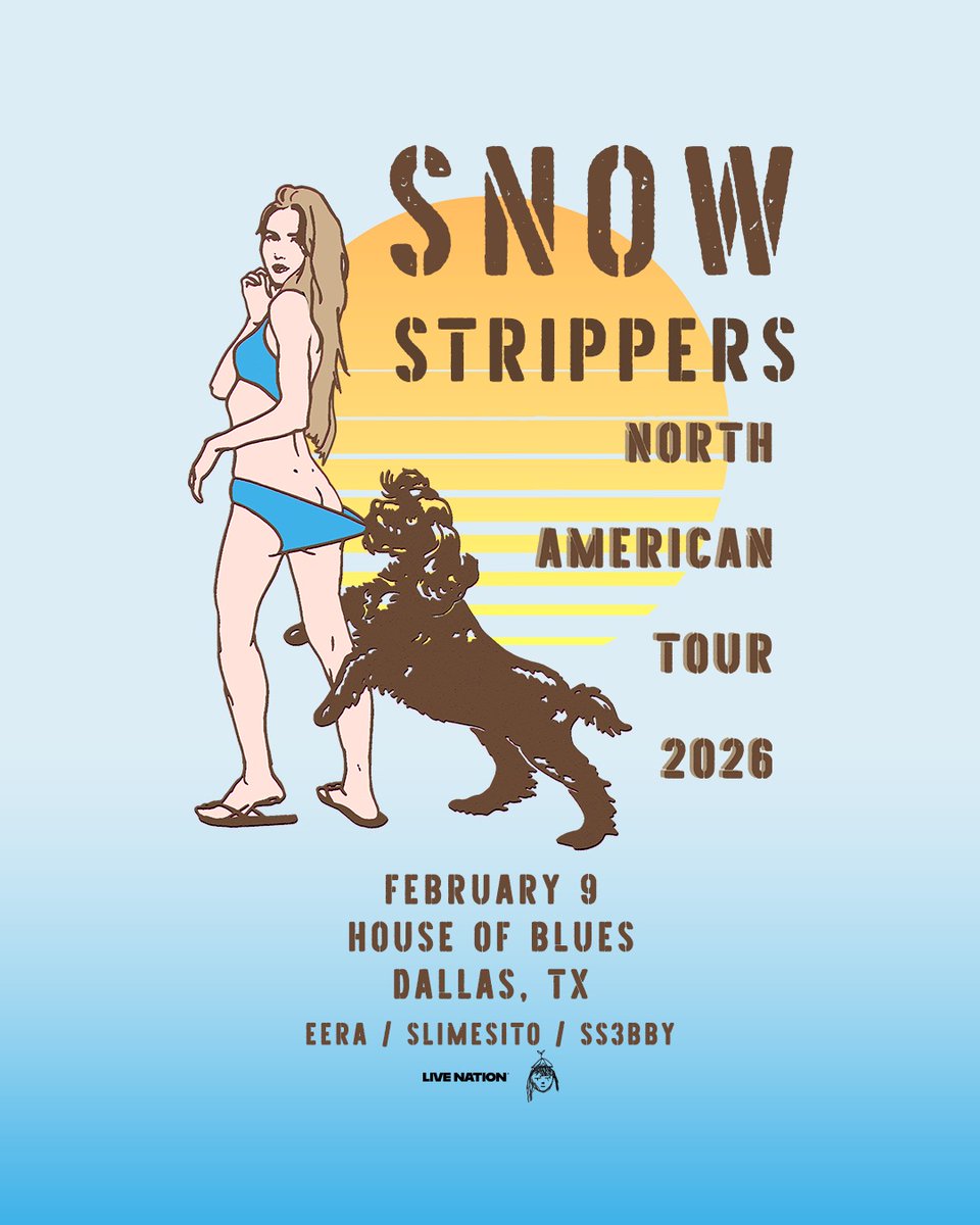 HOBDallas's tweet image. ON SALE NOW 🔥 Get your tickets for @snowstrippers at House of Blues Dallas on February 9th with special guests Eera, Slimesito, &amp;amp; ss3bby!

🎫 Tix at livemu.sc/3LWsrzq