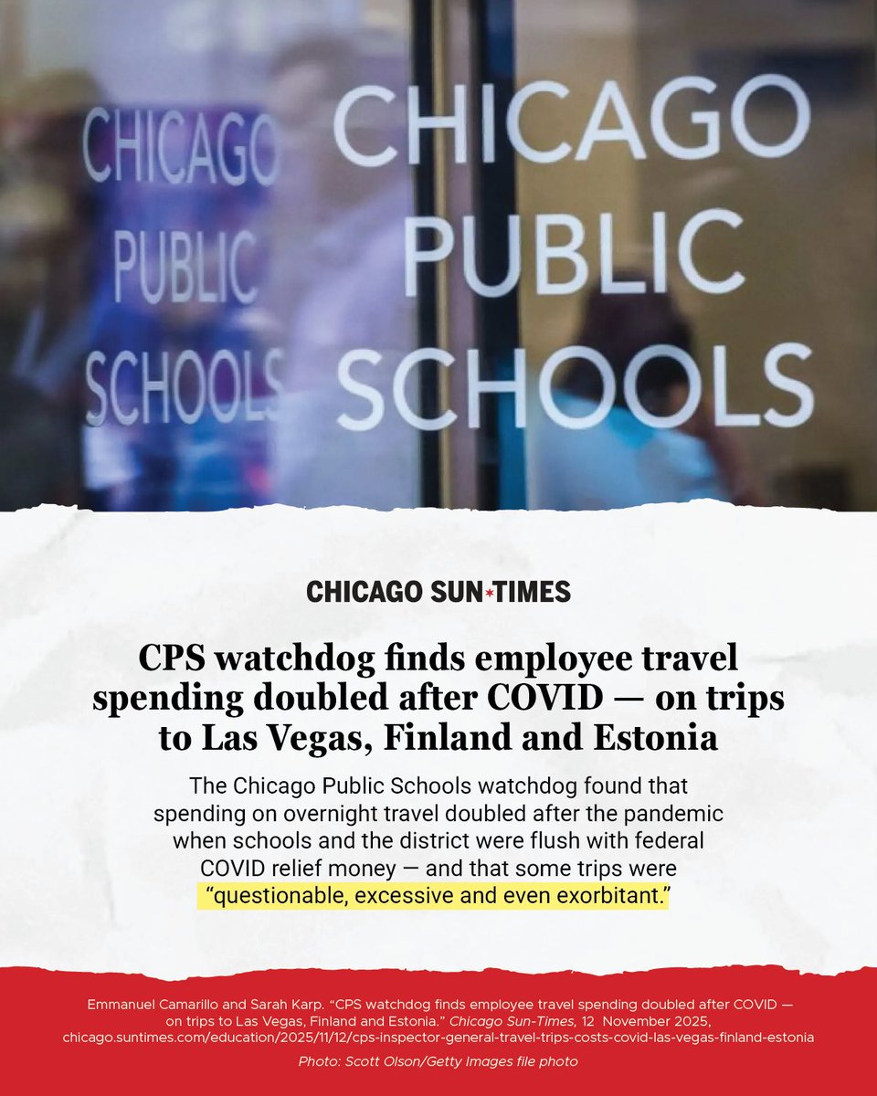 An investigative report found that deficient policies at Chicago Public Schools allowed staff to spend CPS funds on luxury travel and other questionable purchases. chicago.suntimes.com/education/2025… #twill