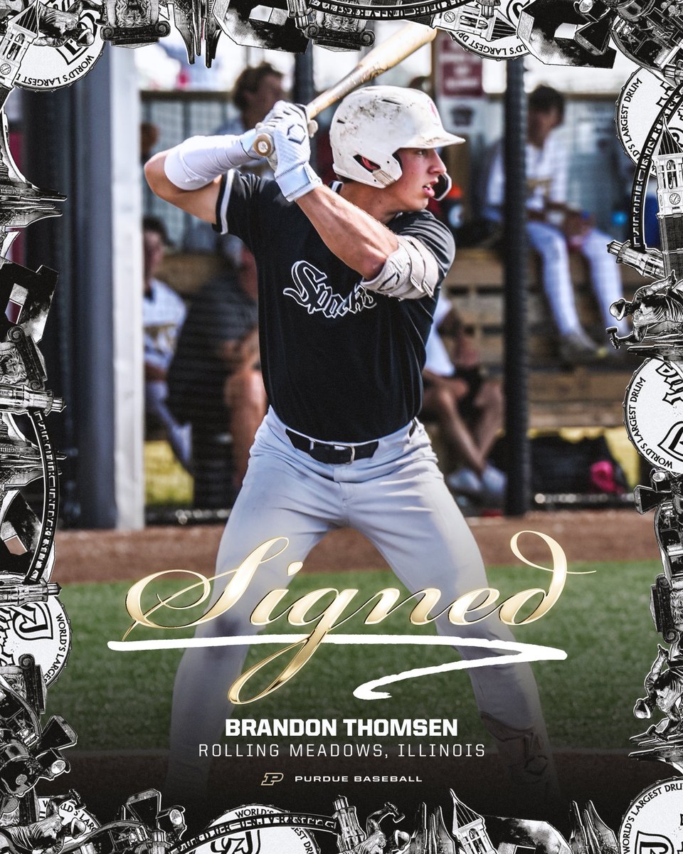 PurdueBaseball's tweet photo. Welcome Aboard @BrandonThomsen6!! Excited to have the versatile backstop joining us at Alexander. #BoilerUp #FutureBoilermaker
๐ Brandon Thomsen
โพ๏ธ Catcher
๐ Rolling Meadows, Illinois
๐ซ St. Viator HS
โฃ๏ธ Cangelosi Sparks https://t.co/DSLnFw6G6Y