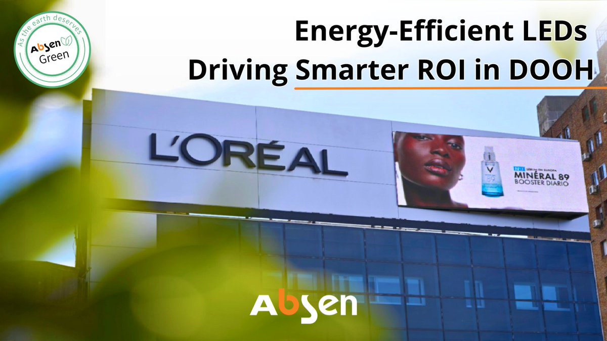 Absen_Inc's tweet image. Brighter screens, lower power, &amp;amp; higher returns — that’s the Absen difference.


Our energy-efficient LED technology empowers brands &amp;amp; operators to stand out visually &amp;amp; sustainably, redefining what’s possible for DOOH.
💡 Read more now: ow.ly/wCEQ50XqAiS
#SustainableTech