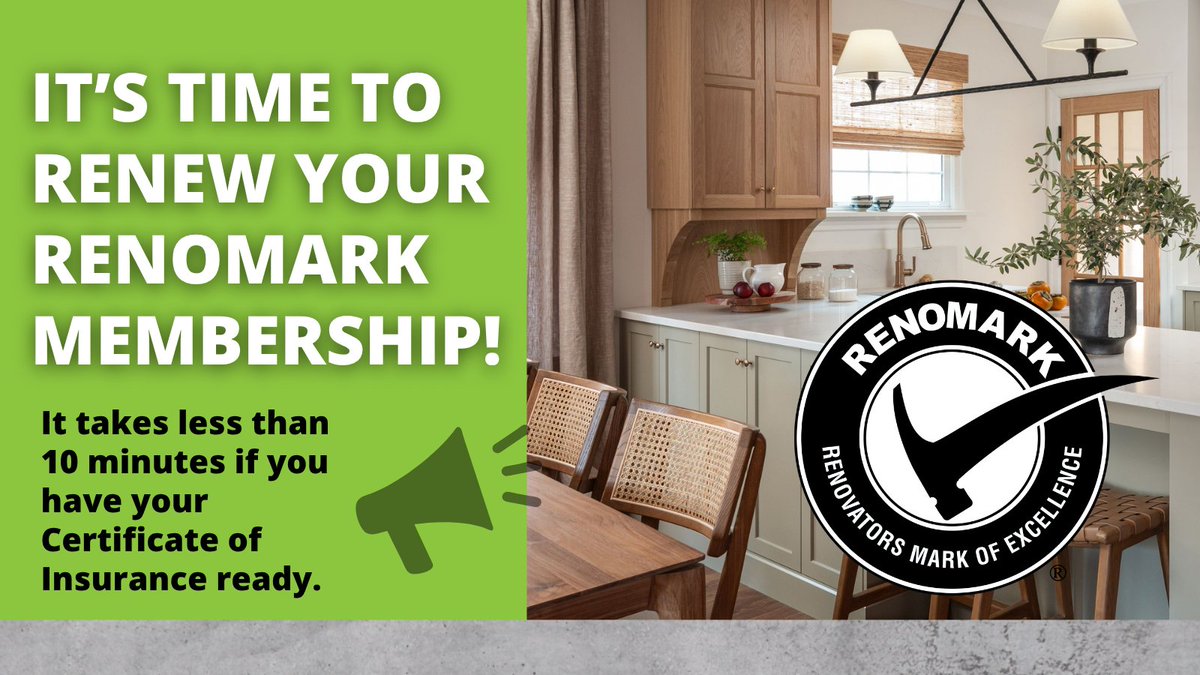 It’s time to renew your RenoMark membership! Keep your credibility strong and make your listing shine on our updated website. Add project types, testimonials, photos, and more—it takes less than 10 minutes if you have your Certificate of Insurance ready. 👉shorturl.at/KDedI