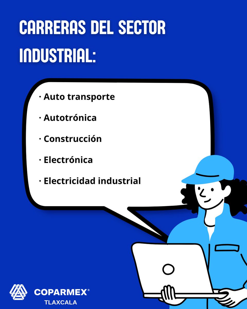 CoparmexTlx's tweet image. 🔵En Coparmex Tlaxcala impulsamos el modelo que combina la educación académica con la experiencia real en las empresas. 

📚Te presentamos las carreras que forman parte de este programa, una iniciativa que vincula el talento joven y las empresas.
#CoparmexTlaxcala #FormaciónDual