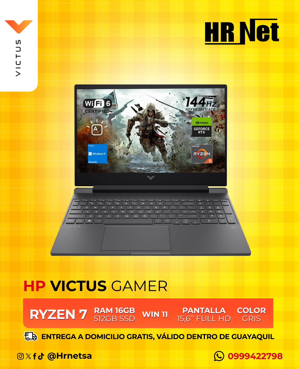 hrnetsa's tweet image. 🔥 HP Victus Ryzen 7
Velocidad, potencia y estilo gamer 🎮⚡
💻 16GB RAM | 512GB SSD | 144Hz
🚚 Entrega GRATIS en Guayaquil

#HPVictus #LaptopGamer #HRNet #Guayaquil #Ryzen7 #TechEcuador
