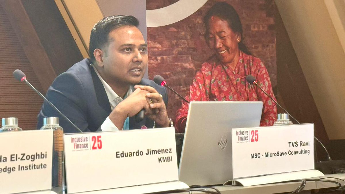 MicroSave's tweet image. MSC’s TVS Ravi Kumar joins global experts at #FinancialInclusionWeek to unpack how #FIs can move from access to impact &amp;amp; embed #financialhealth into the design, delivery, &amp;amp; measurement of solutions for women-owned #MSMEs. Stick around for more updates!

#InclusiveFinance #FIW25…