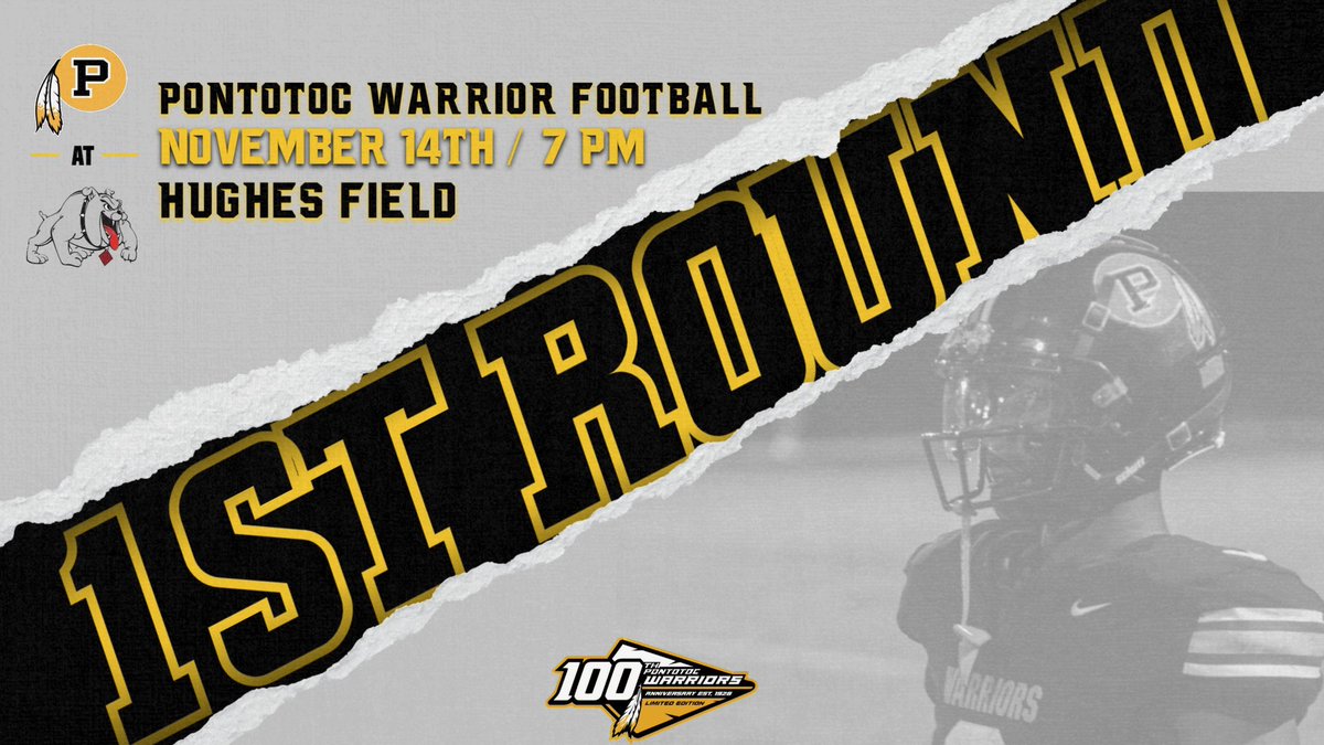 PontotocFTBL's tweet photo. The Warriors are on the road and will take on the Jackson Lanier Bulldogs for the first round of the 5A MHSAA football playoffs. We need all Warrior fans in Jackson and packing out Hughes Field cheering on your Warriors!

#NewEra
#WarriorPride https://t.co/RDnv3FBS1K
