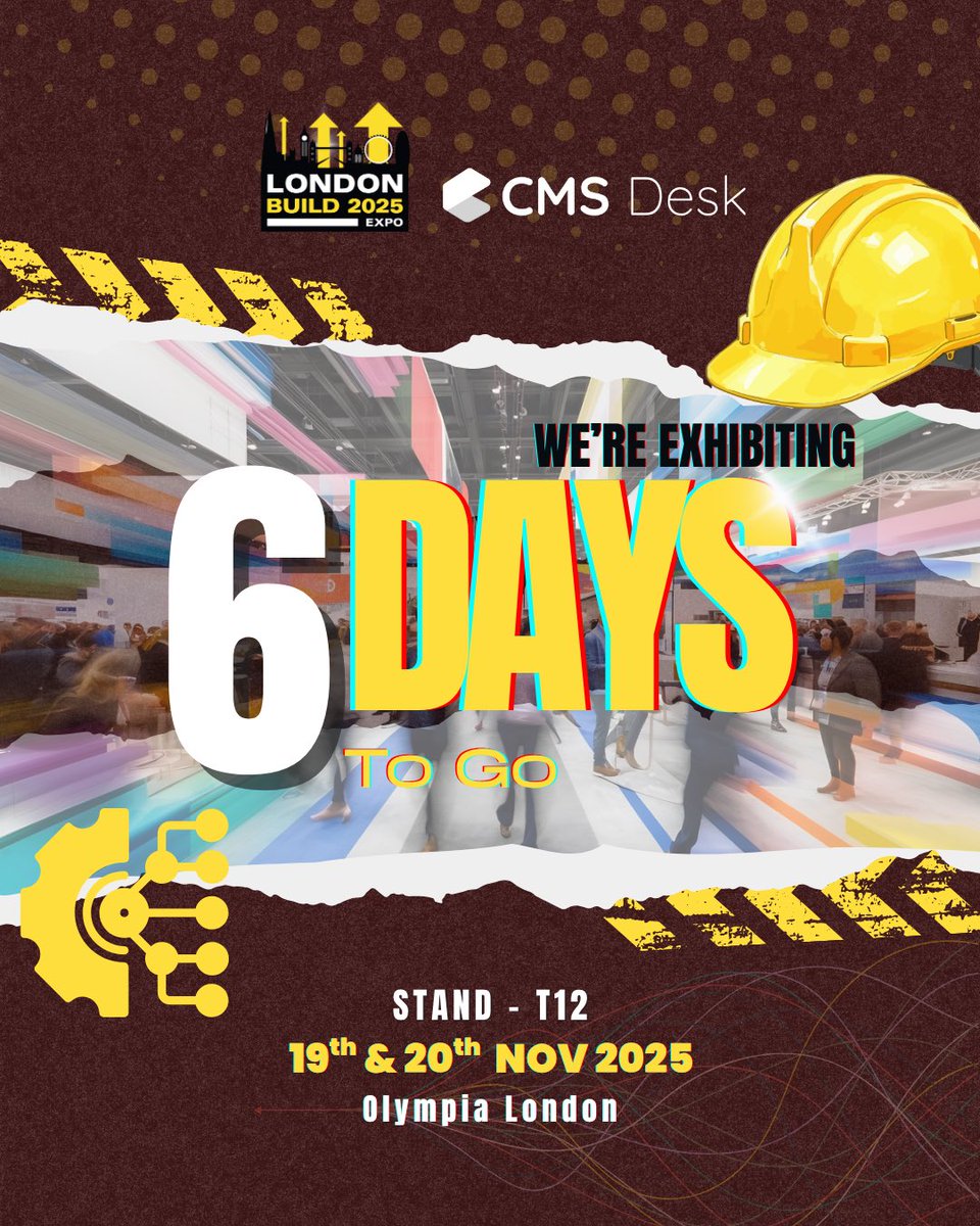 CMSDesk's tweet photo. We’re almost there -  CMS Desk LIVE demo is happening soon at London Build Expo 2025! 🚀
Here’s what you’ll see at Stand T12 (Olympia London, Nov 19–20)
#CMSDesk #LondonBuildExpo #ConstructionTech #CloudSolutions #LiveDemo #DigitalConstruction #ConstructionInnovation https://t.co/jTK6CO8zJW