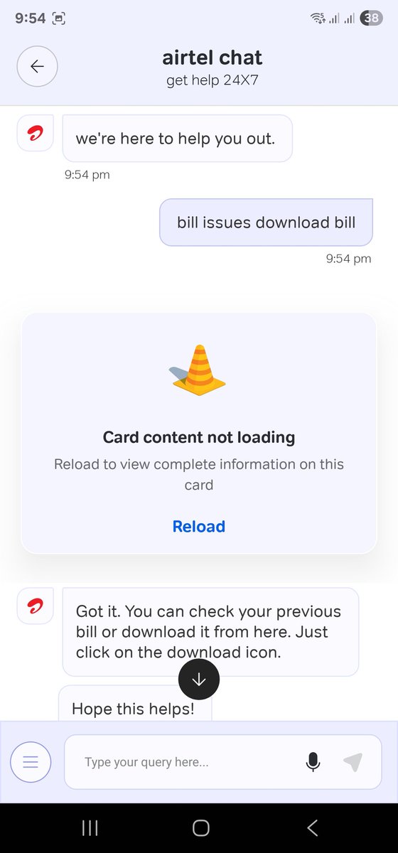 coolvikashanand's tweet image. Thank U @airtelindia
@Airtel_Presence Just for E-bill i called (ivr says no email id registered) thanks app shows email id registered but error. No one responding enterprise CC 18001038325. Emailed to enterprise for bill yet no reply. Chatbot useless. #Wow #airtelenterprise