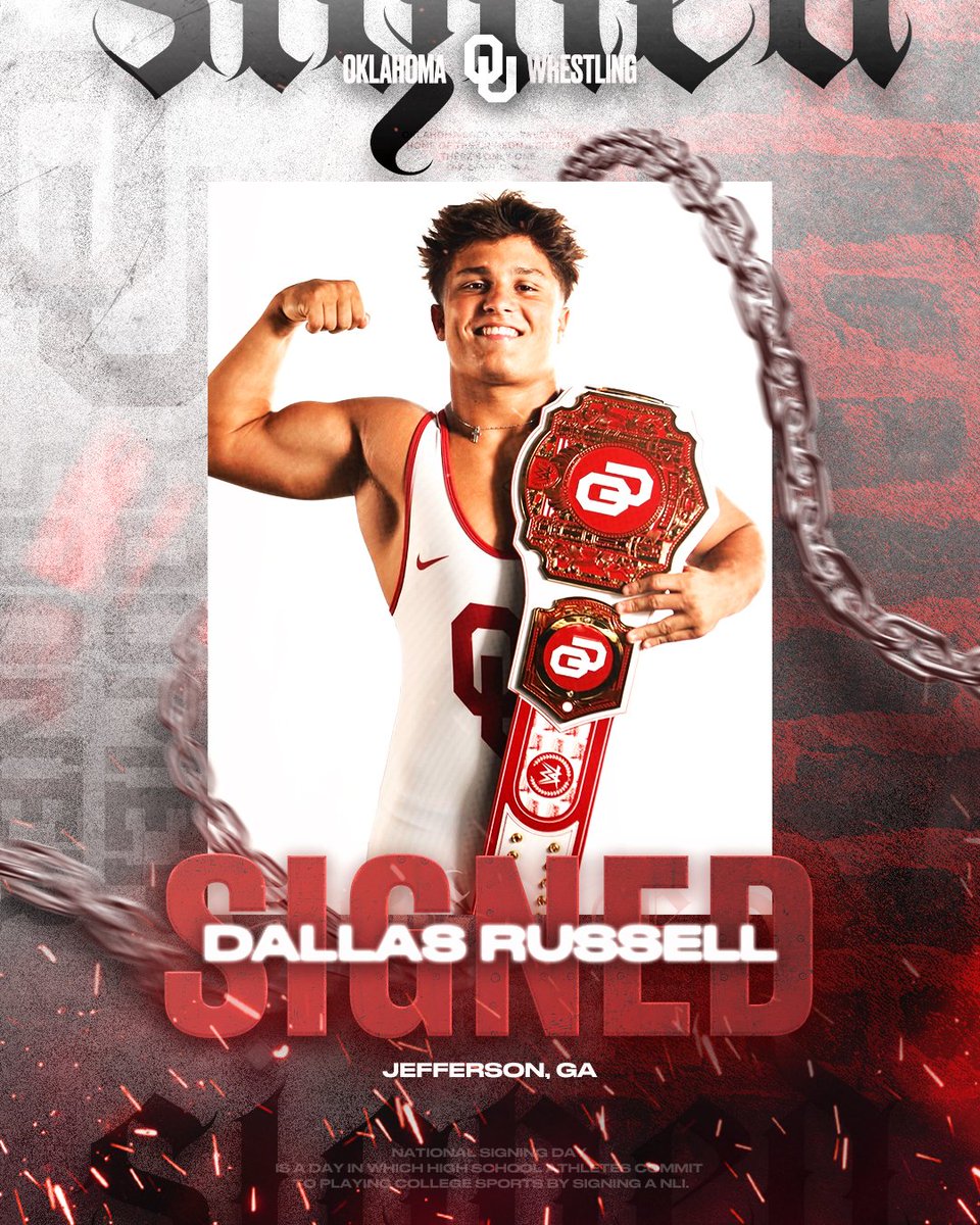 Welcome to Oklahoma, Dallas! ✍️

- No. 32 Recruit Nationally by MatScouts
- 3x GHSA State Champion
- 2025 Fargo Junior Freestyle Finalist 
- 2024 NHSCA Champion

#BoomerSooner☝️