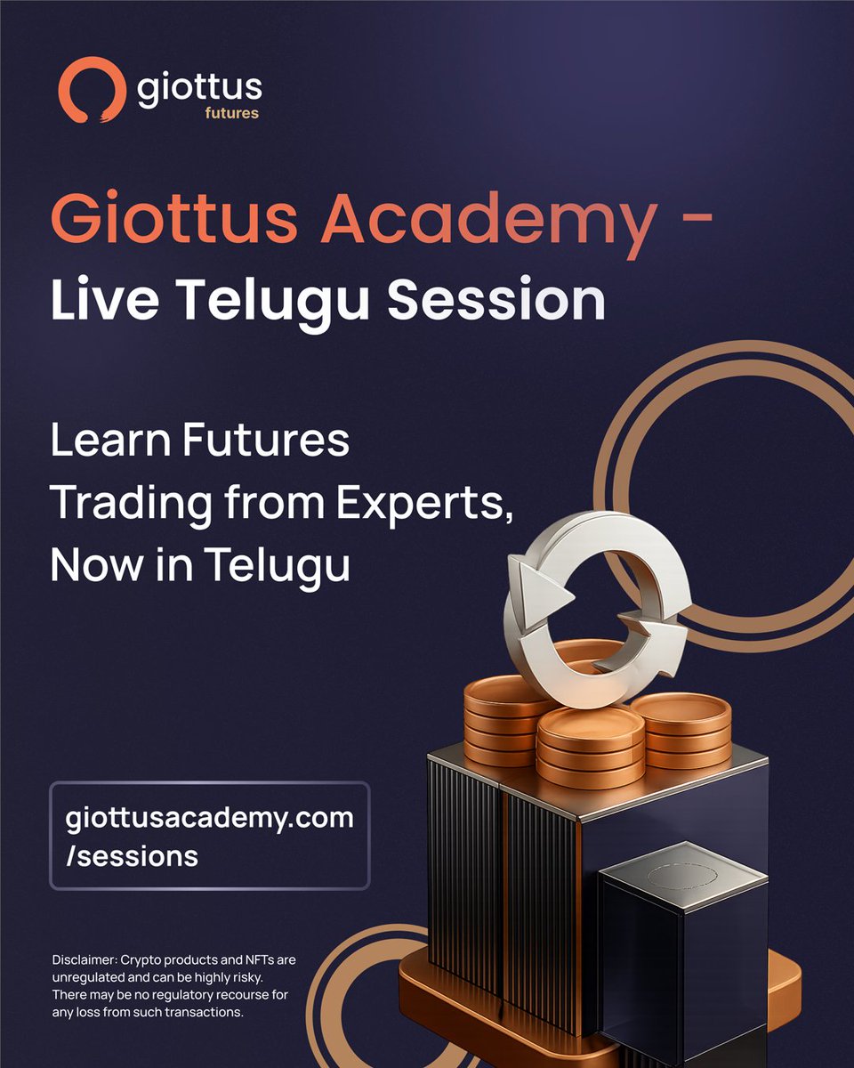 🎓 Giottus Academy – Telugu Live Session Learn Futures Trading directly  from experts — now in Telugu! 💹 Free for all Giottus users 👉  https://t.co/MuIqySniJ2 #GiottusAcademy #GiottusFutures #CryptoMarket