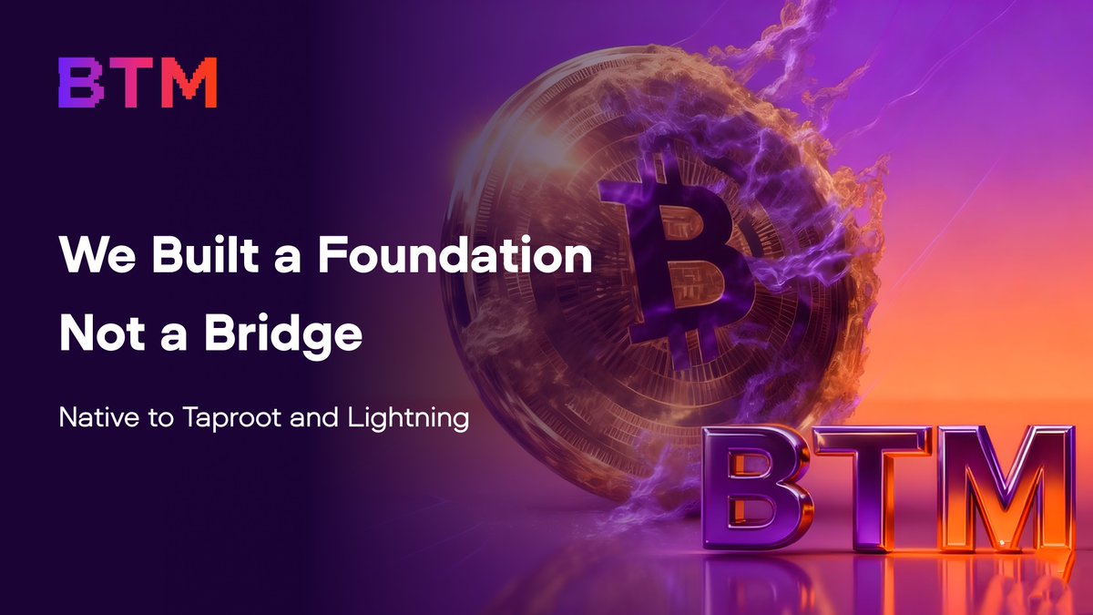 Everyone is building bridges — we built a foundation.

BTM is native to Taproot and Lightning, running where Bitcoin’s truth already lives.

No wrapping. No bridging. No “trust me bro” validators.
Just real compute, real liquidity, real yield.

#Taproot #LightningNetwork #Bitcoin