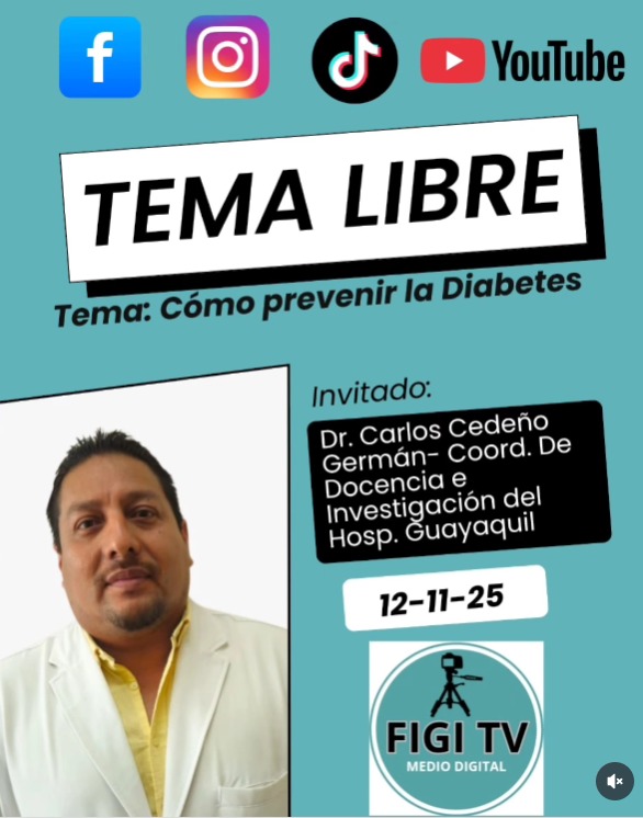 HGuayaquil's tweet photo. La #Diabetes se puede prevenir con hábitos saludables y controles médicos oportunos.
El Dr. Roberto Cedeño, Líder del Servicio de Endocrinología de nuestro hospital, lo explicó en entrevista para #FigiTv, #UnionRadio y el medio digital #TvLaOriginal📻.
#ElNuevoEcuador https://t.co/fRu2fBTEuY