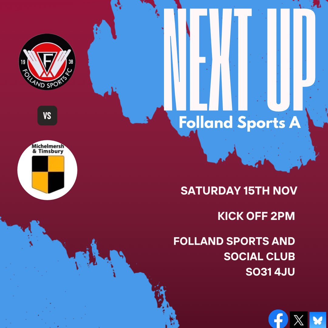 A team Action ✈️✈️✈️ 

🆚 Folland Sports Vs Michelmersh &amp; Timsbury 
📅 Sat 15th Nov 
⏰ 2pm 
🏟️ Folland sports and social club 
📍 SO31 4JU 

First team are away to Fawley so if you want to watch some local football, come and support the A team!