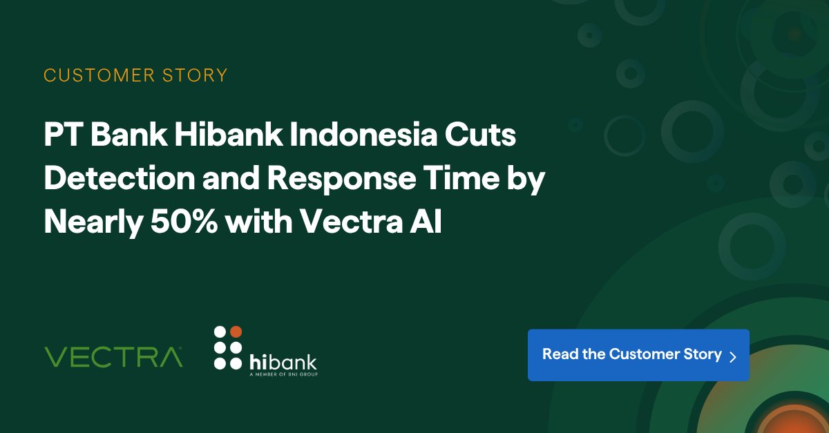 Vectra_AI's tweet image. When rapid growth meets relentless cyber threats, clarity becomes everything.
That’s why PT Bank Hibank Indonesia chose Vectra AI, integrating our AI-driven threat detection and MDR service to detect what traditional tools missed.

The result?
🔹50% faster detection and response…