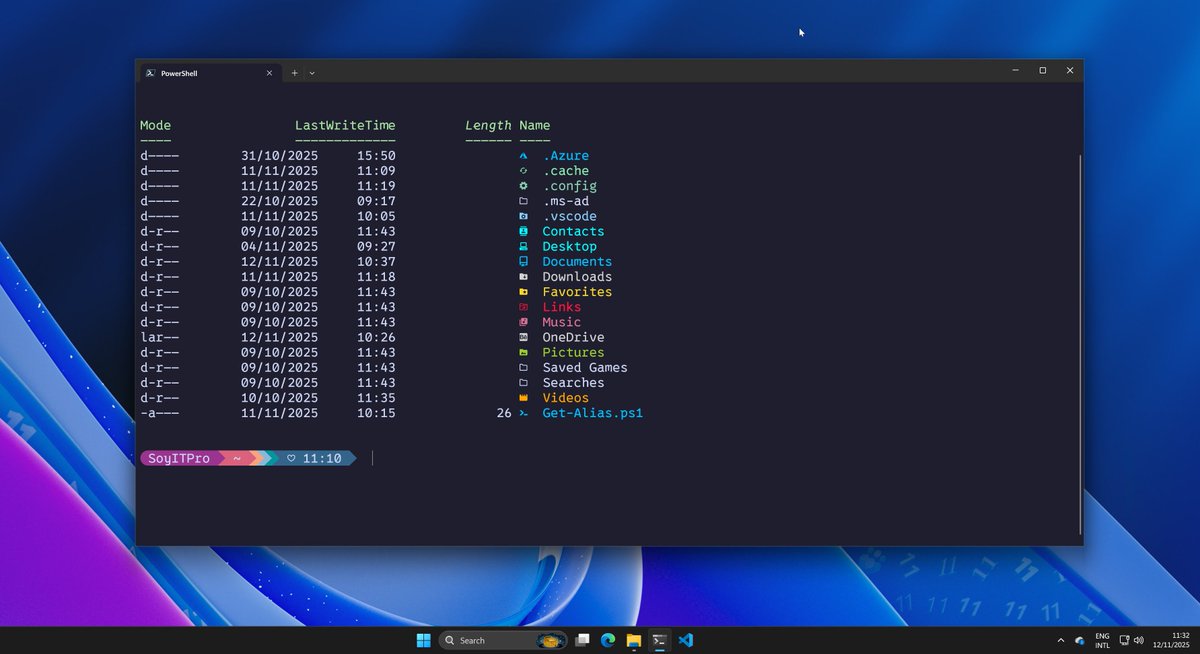 SoyITPro's tweet image. Una terminal bonita también es importante para la ejecución de cmdlets y scripts en #PowerShell

Así que también tendrán un módulo de personalización en la actualización del curso de introducción 😁