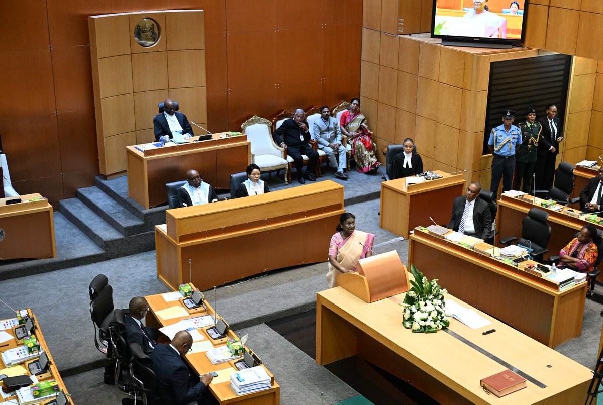 timesofindia's tweet image. President #DroupadiMurmu addresses the National Assembly of #Botswana in #Gaborone, highlighting India–Botswana partnership for a fair, sustainable world and stronger Global South cooperation through reformed multilateralism.