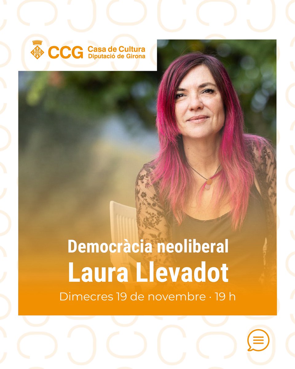 💬 «Democràcia neoliberal»
🗣 <a href="/LauraLlevadot/">Laura</a>
🗓 Dimecres 19 de novembre
🕖 A les 19 h
📍<a href="/casadeculturagi/">Casa Cultura Girona</a>
🔗 Inscripció gratuïta: casadecultura.org/detall/40608
ℹ️ Altres conferències del cicle “La crisi de la democràcia”: casadecultura.org/cicles/923