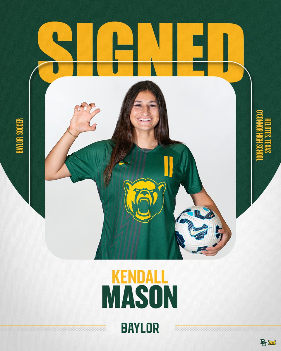 Welcome to the Baylor Family, <a href="/KendallMason_26/">Kendall Mason</a>! ✍️

📍 Helotes, Texas
🏫 O'Connor High School 
⚽️ San Antonio City Soccer Club
🏆 First Team All-District

#SicEm | #PeoplePassionPurpose