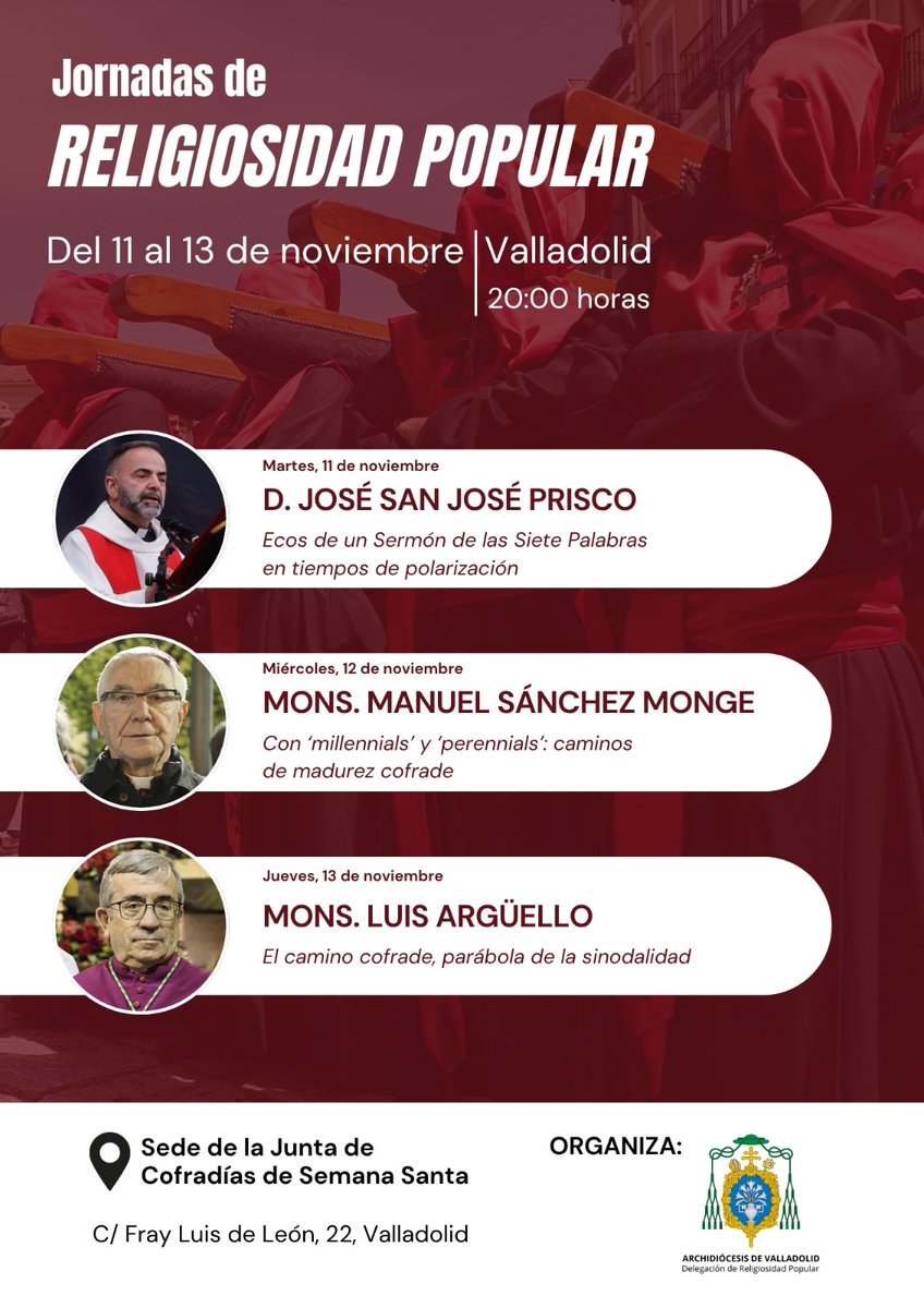 Durante esta semana la <a href="/archiValladolid/">Archidiócesis de Valladolid</a> organiza en la sede de la <a href="/jcssvall/">Junta de Cofradías de Semana Santa</a> la Semana de Religiosidad Popular