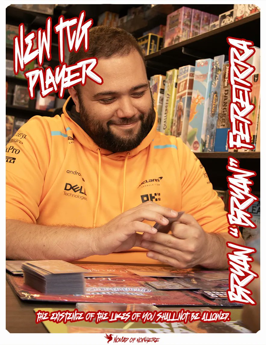 🃏 NOMAD TCG : The existence of the likes of you shall not be allowed.

Deuxième joueur de notre line up Cardfight Vanguard : <a href="/NMDBryan/">NMD | Bryan</a>.

Son clan favoris, Narukami : des dragons du tonnerre qui contrôlent l’adversaire ! C’est avec Eradicator qu’il nous représentera lors des