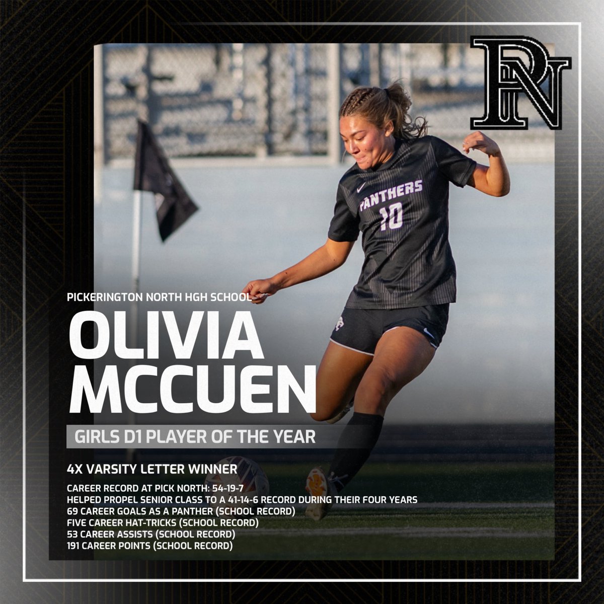 Stand up <a href="/livmccuen10/">Olivia McCuen</a> and take a bow. 

A special player wraps up on her career as a Panther by being named @ossca2024 Girls Division 1 Player of the Year and smashes numerous @pnhs_gsoc program records in the process.