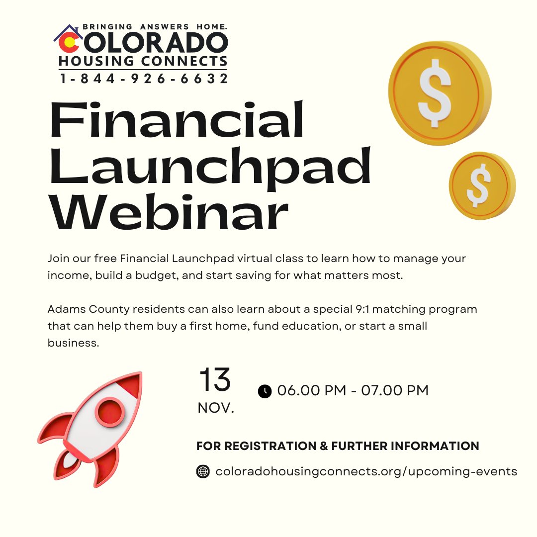 Bros_Redevelop's tweet photo. 💻 Our free Financial Launchpad Webinar is tomorrow!  

Learn how to manage your income, create a budget, and start building savings for what matters most. Adams County residents can also learn about a 9:1 matched savings program. 

Register: https://t.co/J1565XXbvl. https://t.co/KWItdQI1Df