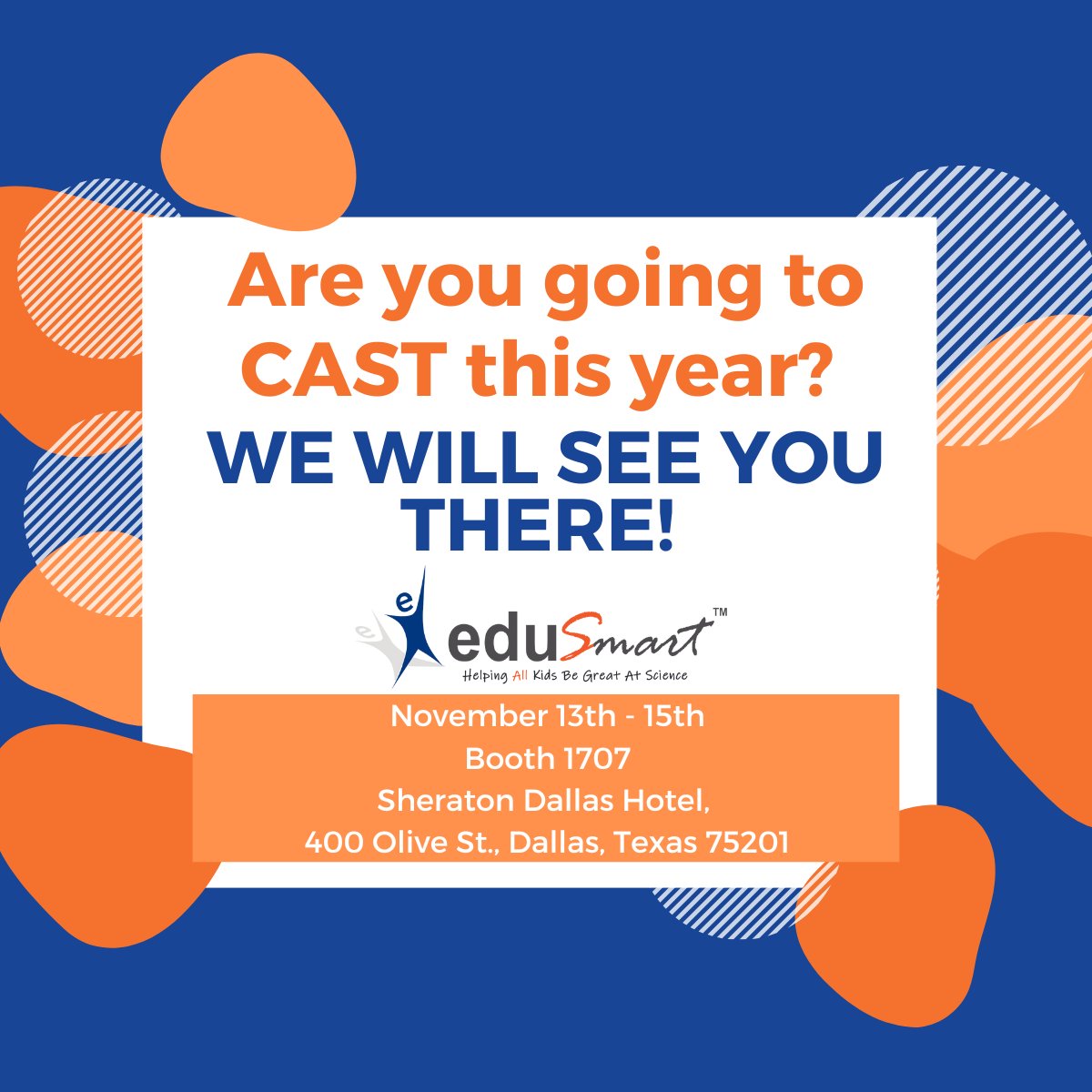 🌟 EduSmart at CAST 2025!

We’re bringing simple, powerful science that saves time and sticks!
Stop by the EduSmart Booth for hands-on demos, freebies, and STAAR-ready tools — all built to make science smarter, simpler, and more doable from day one!

🎤 Workshop Lineup

📍