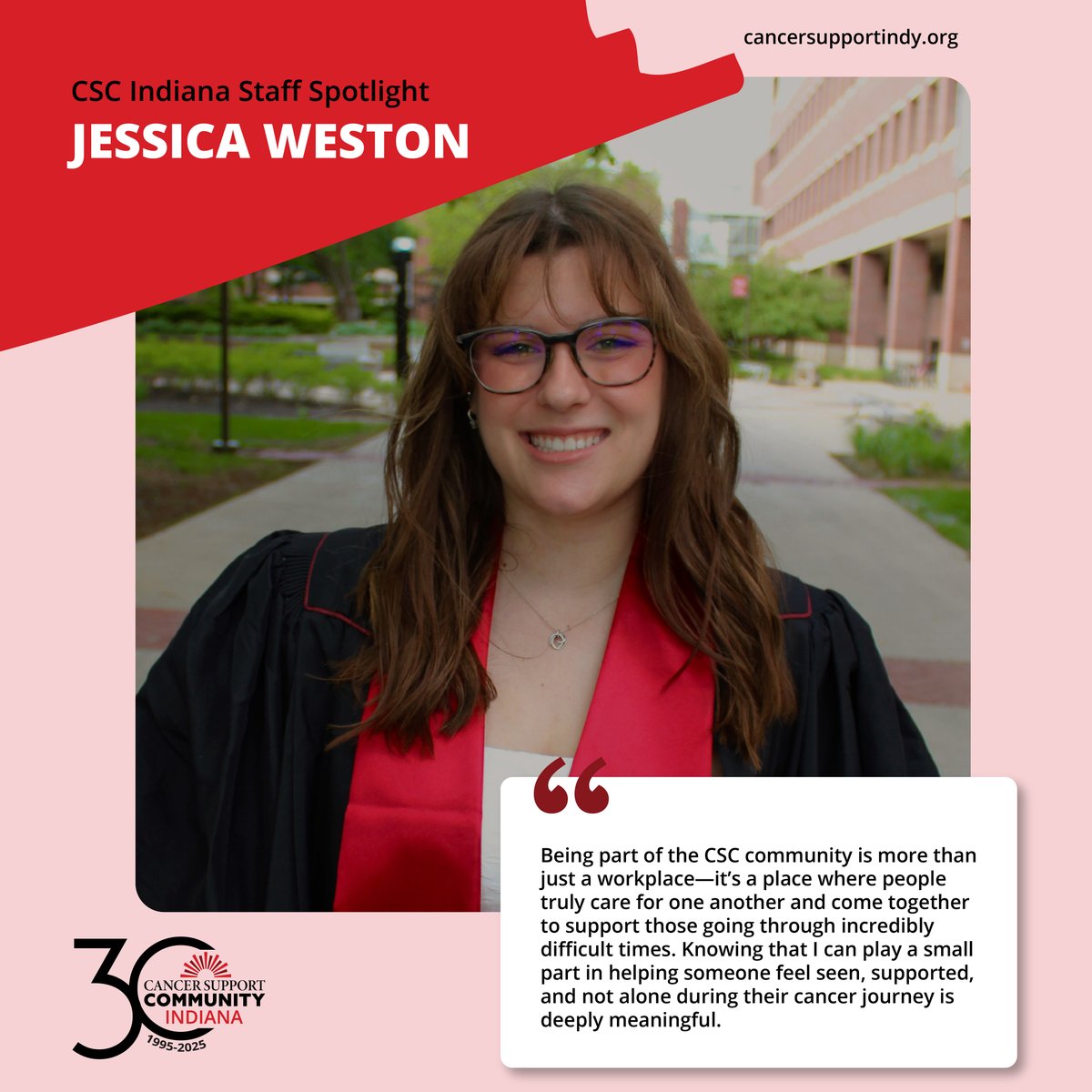IndyCSC's tweet image. Jessica Weston went from intern to office manager &amp;amp; has enjoyed every minute. Her current role supports our day-to-day operations. &quot;It’s incredibly rewarding to let someone know that we’re here to support them,&quot; she says. 

#StaffSpotlight #CancerCommunity #Support