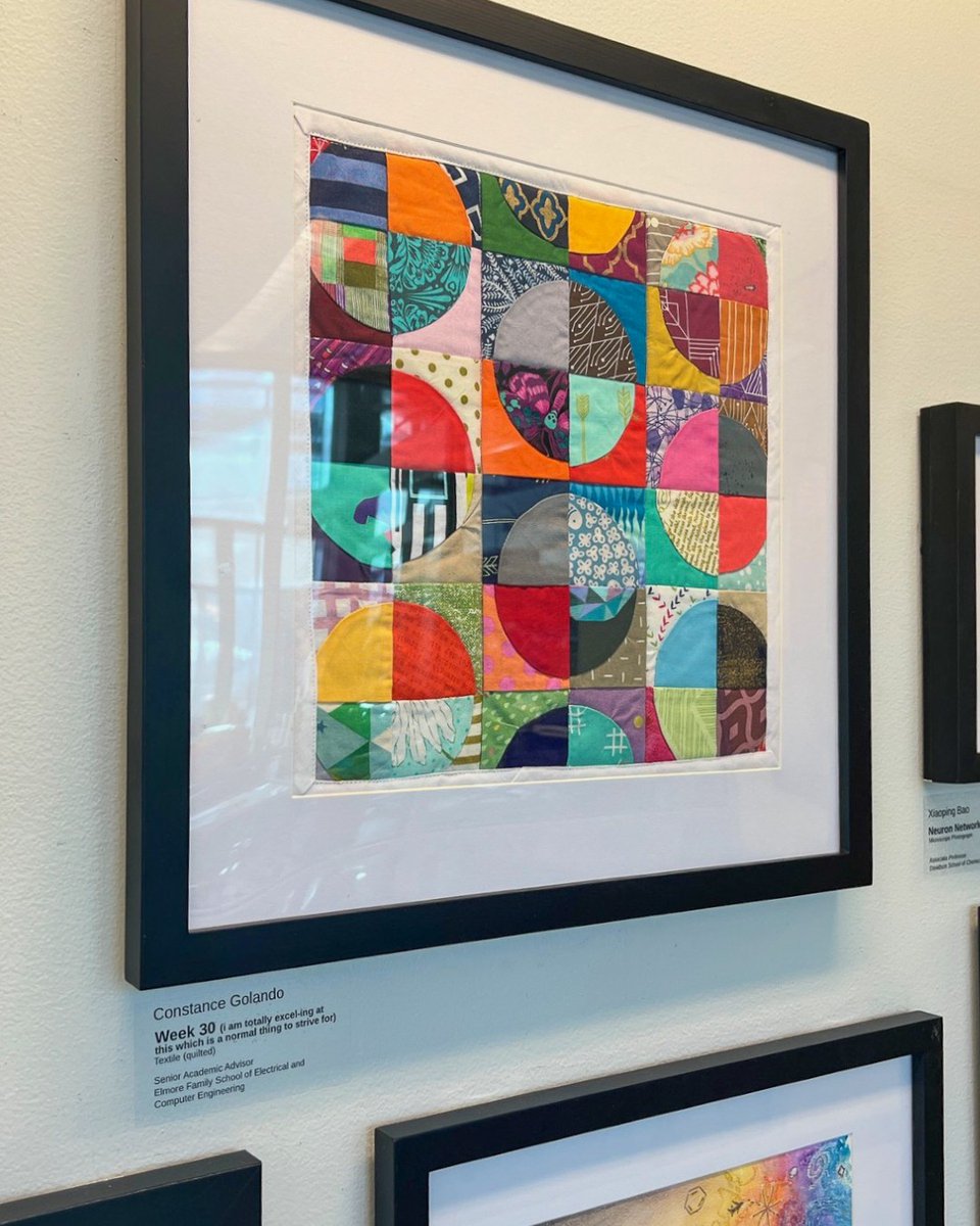 PurdueECE's tweet image. Congrats to the Purdue ECE staff &amp;amp; students who were part of the Vibrant Community Art Exhibition! 

Photo 1 - &quot;Week 30&quot; by Senior Academic Advisor Constance Golando
Photo 2 - &quot;Creative Current&quot; by grad student Arpita Rattan
Photo 3 - &quot;Luang Prabang&quot; by CmpE student Geuntae Kim