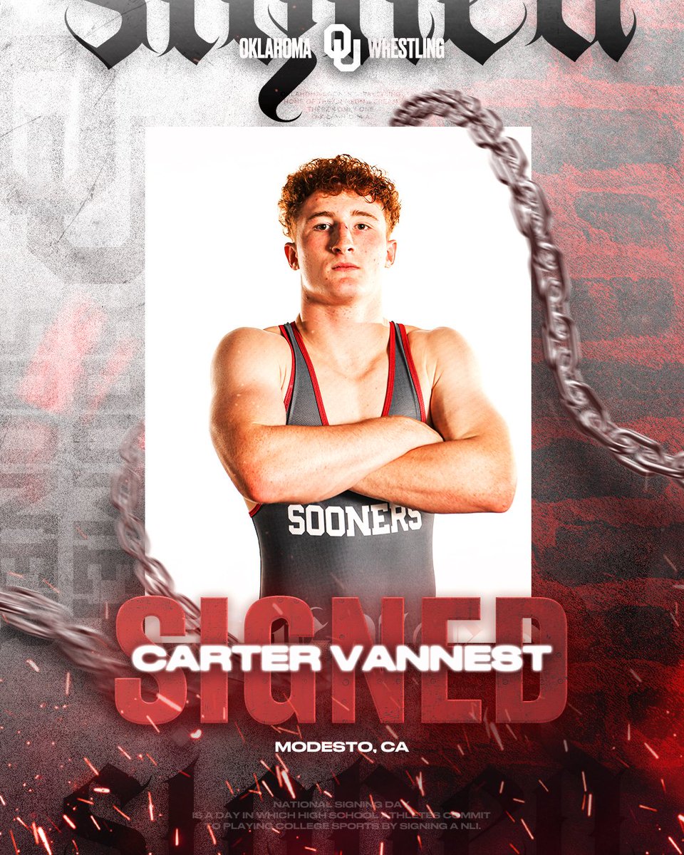 Welcome to Oklahoma, Carter! ✍️

- No. 247 Recruit Nationally by MatScouts
- 2025 CIF State Placewinner
- 2024 NHSCA Champion
- 2023 16U Fargo Freestyle All-American 

#BoomerSooner☝️