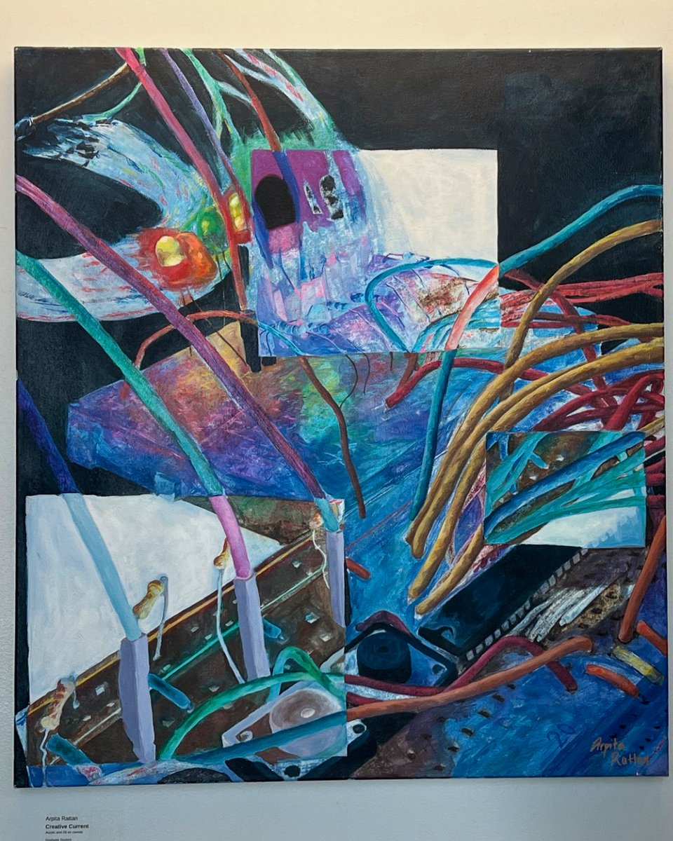 PurdueECE's tweet image. Congrats to the Purdue ECE staff &amp;amp; students who were part of the Vibrant Community Art Exhibition! 

Photo 1 - &quot;Week 30&quot; by Senior Academic Advisor Constance Golando
Photo 2 - &quot;Creative Current&quot; by grad student Arpita Rattan
Photo 3 - &quot;Luang Prabang&quot; by CmpE student Geuntae Kim