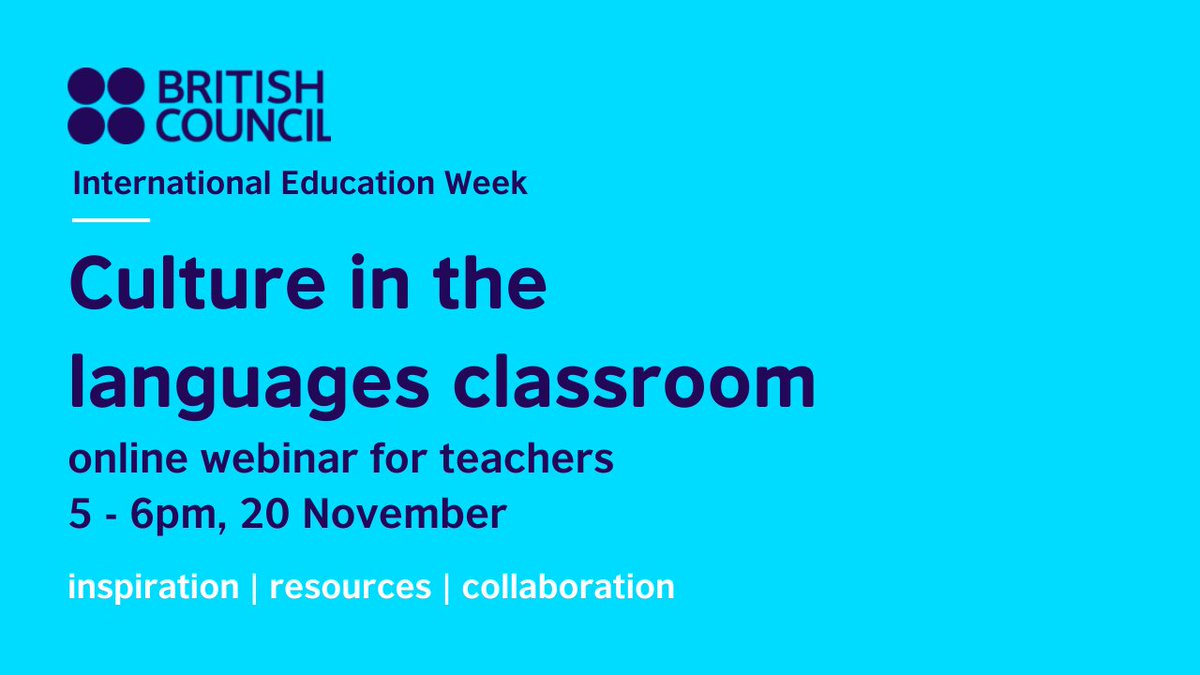 📣 languages teachers. Get tips and practical advice for bringing culture into your classroom. Join our online webinar, part of our #IEW2025 celebrations. Register now: ow.ly/o61e50XnUrh

#SchoolsConnect #IEW2025