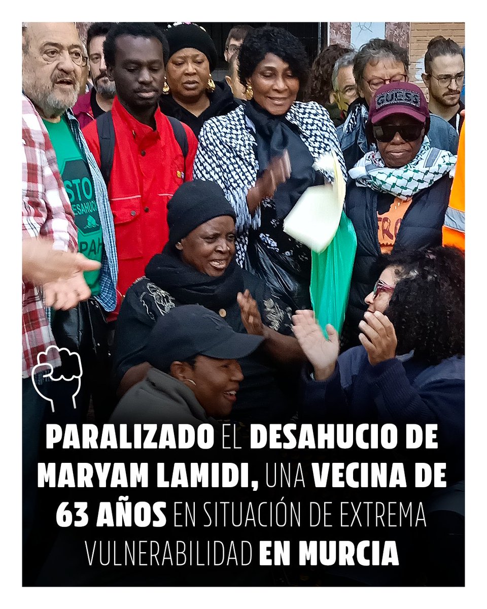 📢 El aplazamiento del desahucio de Maryam no es suficiente. El PP de Ballesta y López Miras siguen ignorando la emergencia habitacional.

<a href="/IUVRM/">IUVRM🔻🇵🇸</a> exigimos vivienda digna ya, fin de la especulación y refuerzo del alquiler social público. 💪🏠

La lucha colectiva sigue.