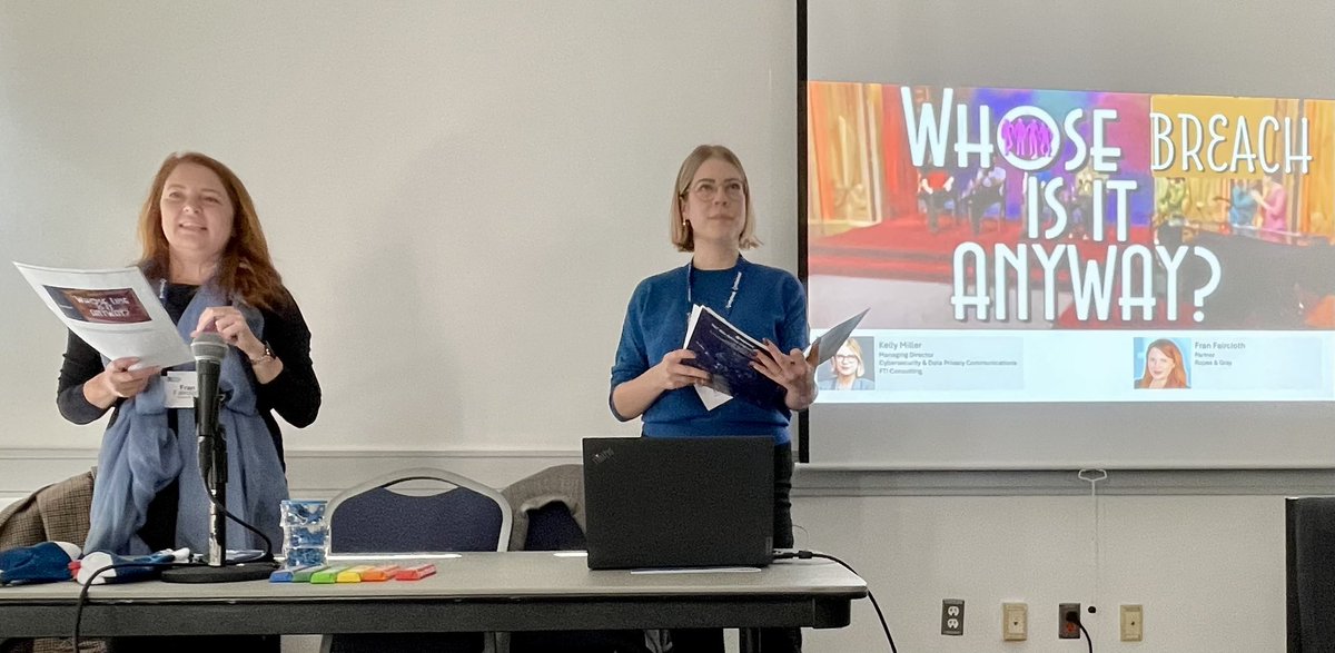 christinayiotis's tweet image. “Whose #Breach Is It Anyway? – Untangling #Liability, #Disclosure &amp;amp; #Control In #Vendor/#SupplyChain #Hacks” Fran Knox Faircloth, Partner, @RopesGray LLP &amp;amp; Kelly Miller, Managing Director, Cybersecurity &amp;amp; Data Privacy Communications, @FTIConsulting @TeachPrivacy @privsecacademy