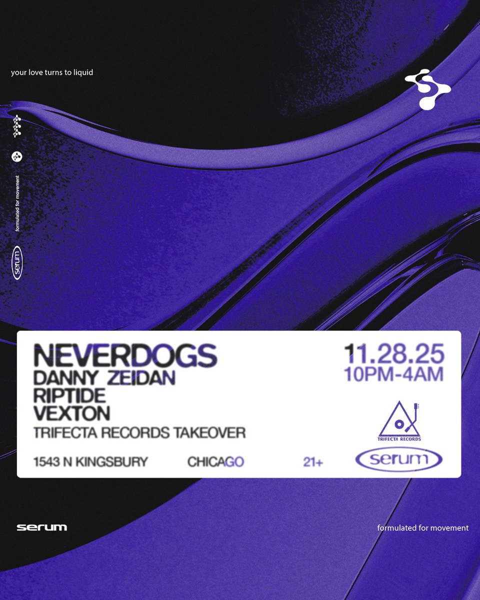 Imriptide's tweet image. Beyond excited to be playing a Serum event for the first time! Neverdogs are a huge inspiration for me and to be closing for them is such a  honor. If you’re in Chicago thanksgiving weekend hmu for my GL link!