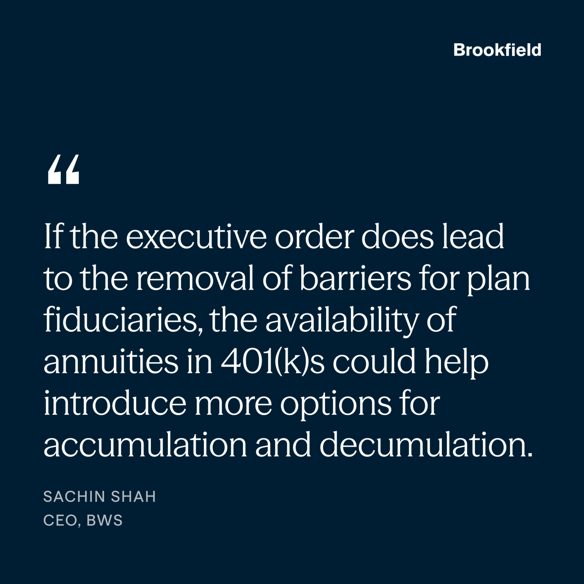 As the retirement savings gap continues to widen, incorporating more annuities into 401(k) plans could play a pivotal role in helping more Americans achieve financial security. CEO of Brookfield Wealth Solutions, Sachin Shah, outlines more about this opportunity in Barron’s. Read