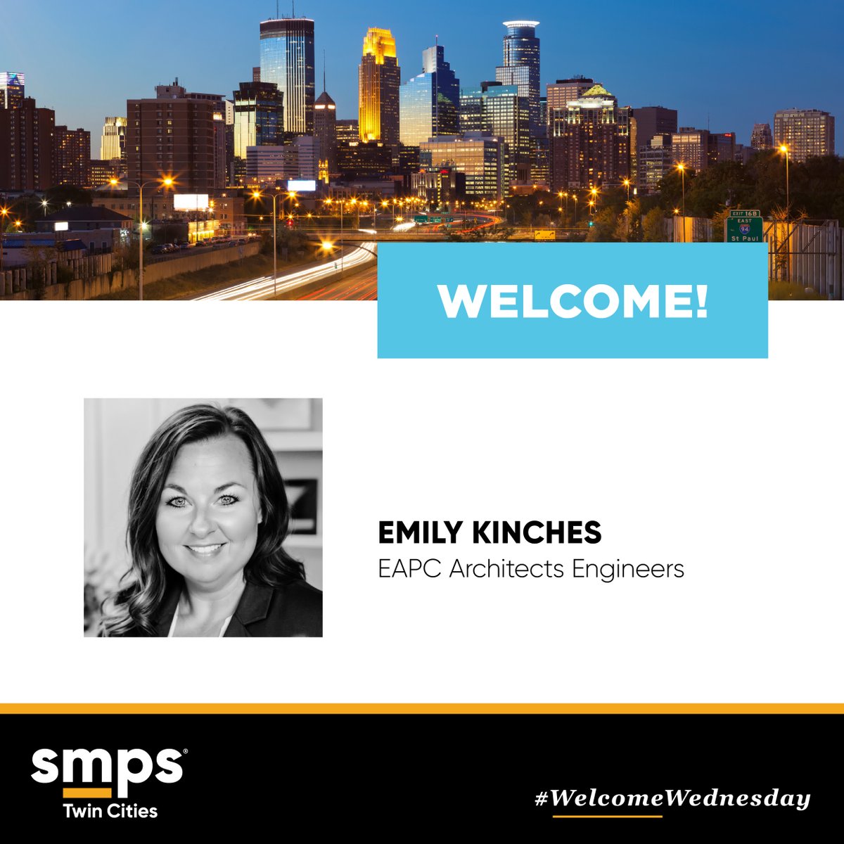Welcome to our newest member, Emily Kinches, with EAPC Architects Engineers 👋 We're thankful you're all part of our chapter! Learn how to become a member today ➡️ Link in bio. #Welcome #SMPSTC #TwinCities #NewMember #Marketing