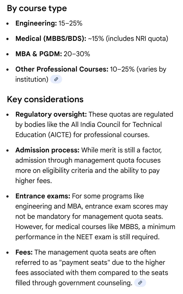 <a href="/PPrabodh77/">प्रबोध सिंह सनातनी हिन्दू 🚩</a> Management quota is directed by #AICTE and varies per Subject/field - <a href="/advJayram/">Adv Jayram Sharma🇮🇳</a> -