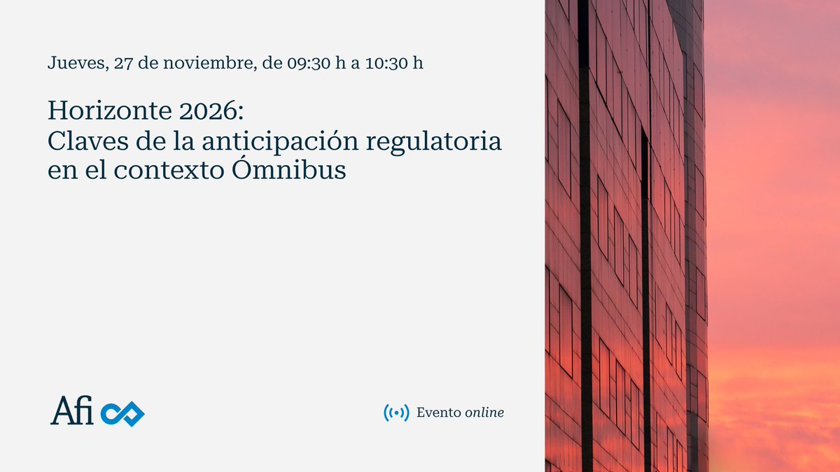 ¿Qué impacto tendrá el paquete regulatorio europeo #Ómnibus en las empresas españolas?

El 27 de noviembre analizamos los avances en #CSRD, #Taxonomía y #CS3D y su impacto en la #sostenibilidad corporativa.

Con <a href="/CNMV_MEDIOS/">CNMV</a>, <a href="/enagas/">Enagás</a> y <a href="/elcorteingles/">El Corte Inglés</a>.

📝: bit.ly/4nL5iND